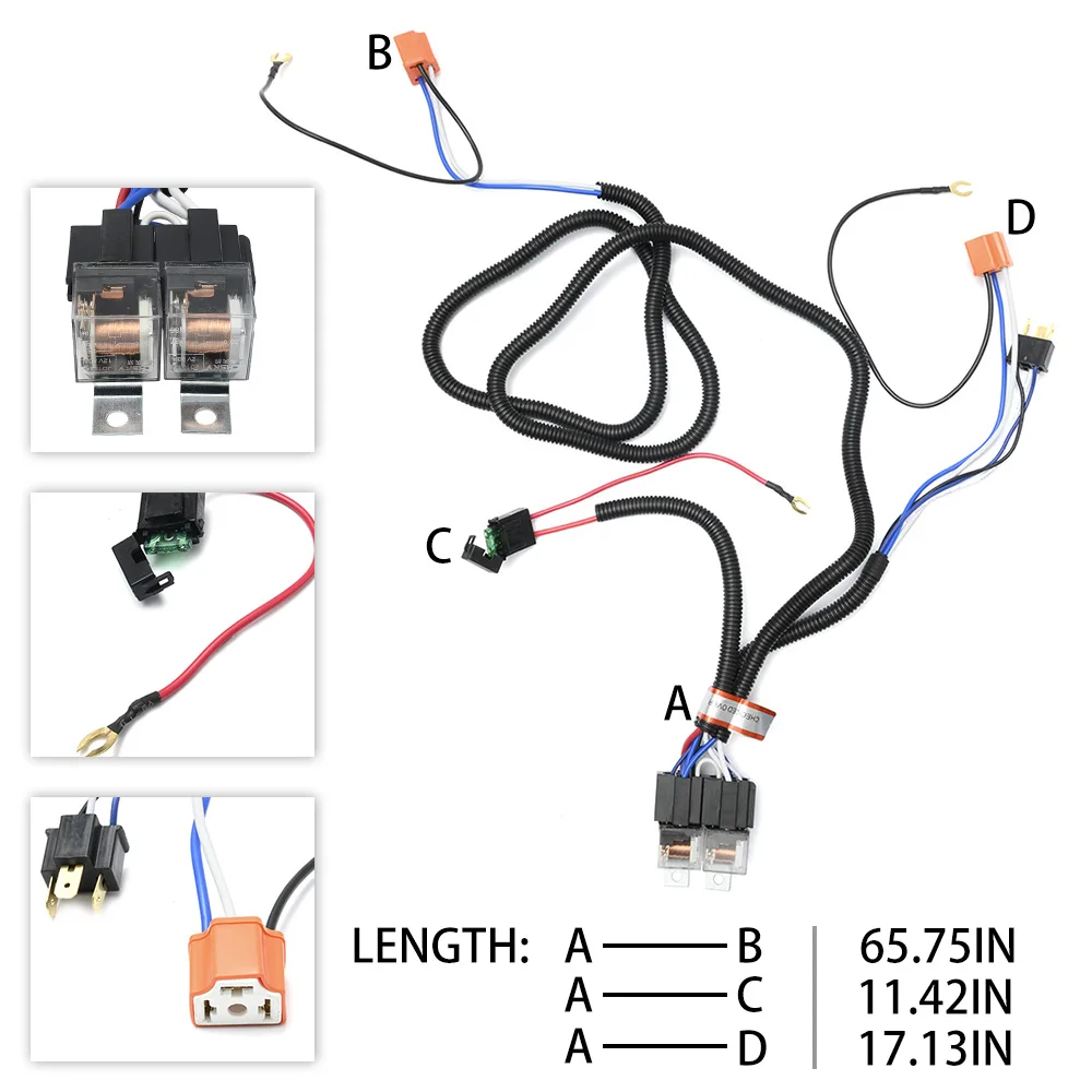 High brightness 14AWG relay wiring harness H4-Booster high watt off road Headlight for VW Transporter T3 T4 Golf jetta polo Lupo