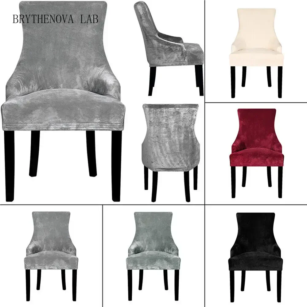 Velvet Sloping Arm Chair Cover big Size XL Size Wing bakc Back King Chair Covers Elastic Seat for Hotel Party Banquet