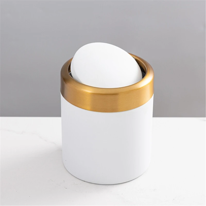 Desk Trash Can Elegant Stainless Steel Mini Trash Bin with Swing Lid Perfectly for Kitchen and Office Desktops