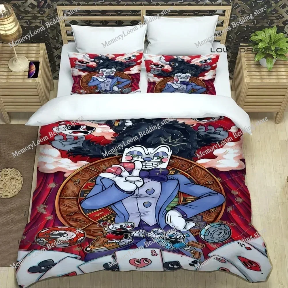 

Game Cool Cuphead Bedding Set Boys Girls Twin/Queen/King Size Duvet Cover Pillowcase Bed Kids Adult Cozy Soft Home Textile