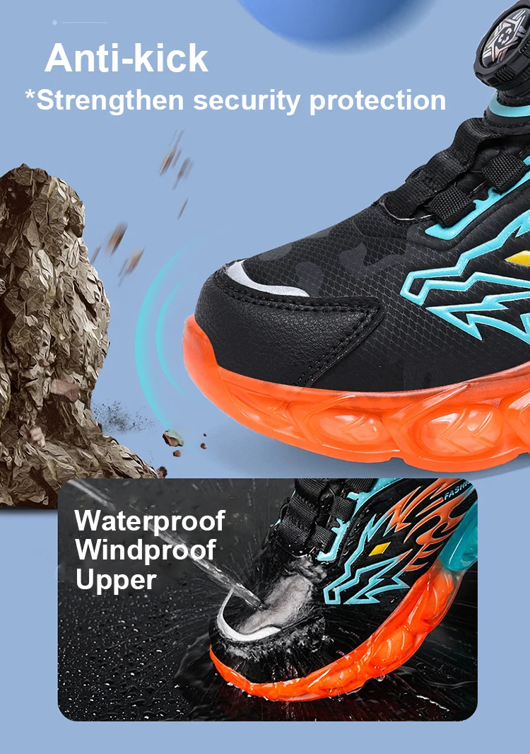 Neue rutschfeste Kinder-Sneaker aus Leder für Jungen, zum Laufen, Gehen, leichte Freizeitschuhe mit modischem Drachenmuster, Größe 28–39 – Detail 3