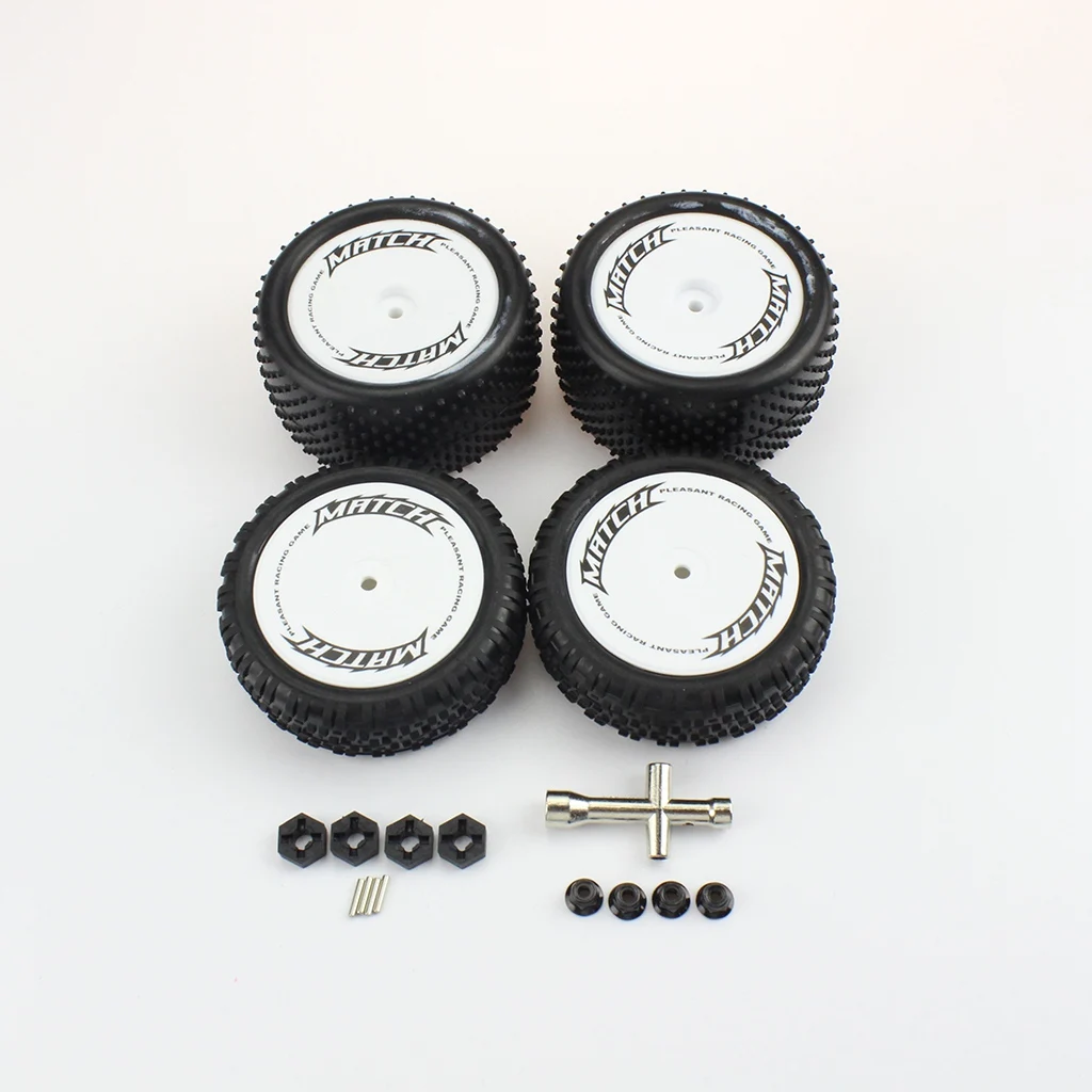 4Pcs Front and Rear Wheel Tires Tyre with Adapter Nut Kit for Wltoys 104001 1/10 RC Car Upgrade Parts