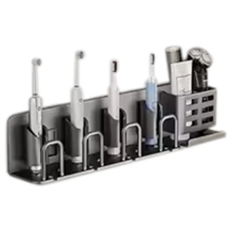 ABJN-Wall Mounted Toothbrush Holder Multi-Function Bathroom Organizer No Drill Installation Toothbrush Cup Storage