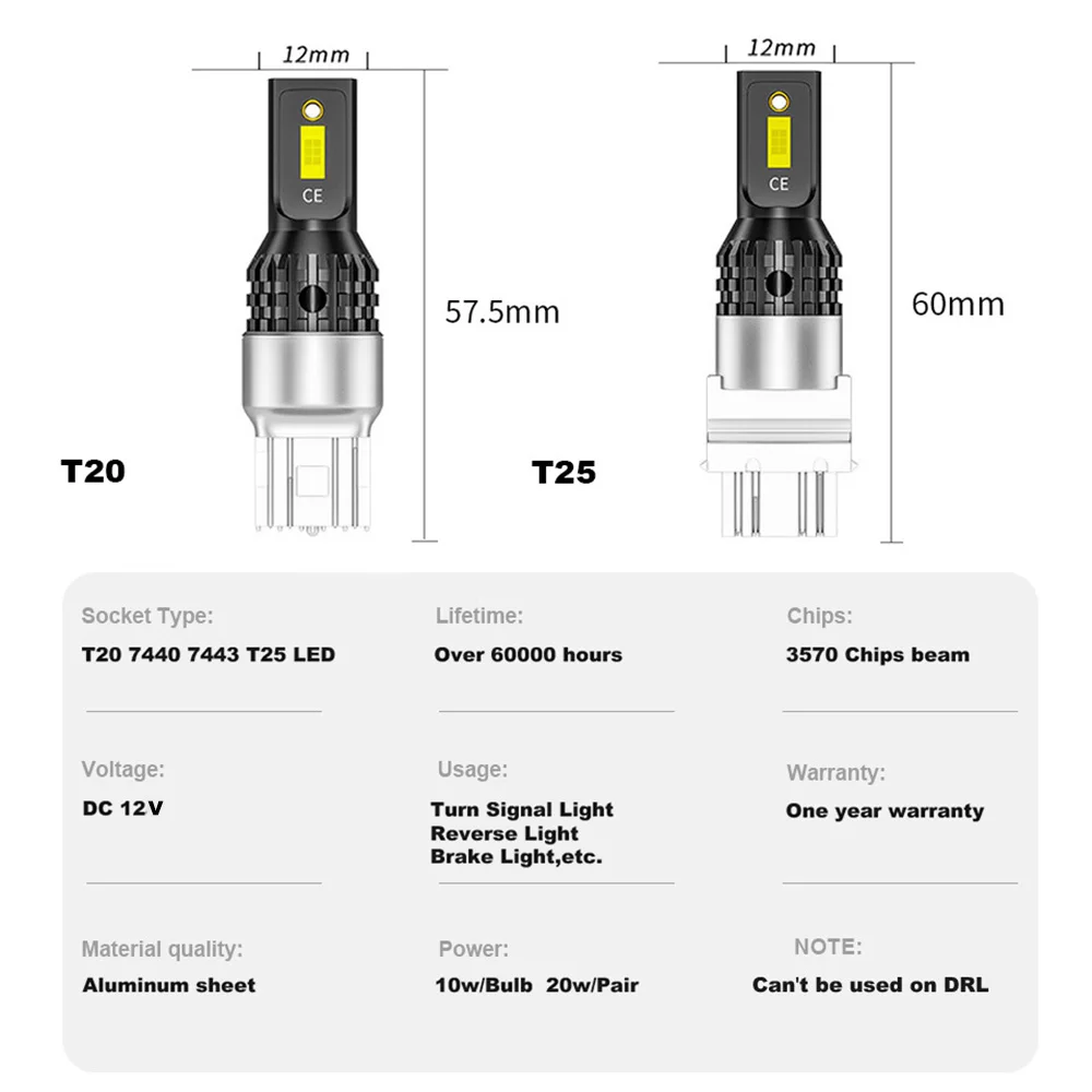 ANMINGPU 1X Signal Lamp 7443 W21/5W Led W21W T20 7440 Lamp T25 3157 P27/7W Led Bulb 3156 P27W CSP 3570SMD Reversing Brake Light