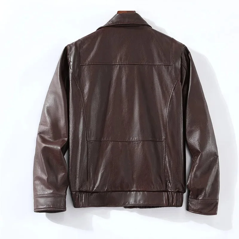 Clearance Top Layer Cowhide Flip Collar Short Motorcycle Flying Genuine Leather Jacket Special Offer Men's Large Size Riding