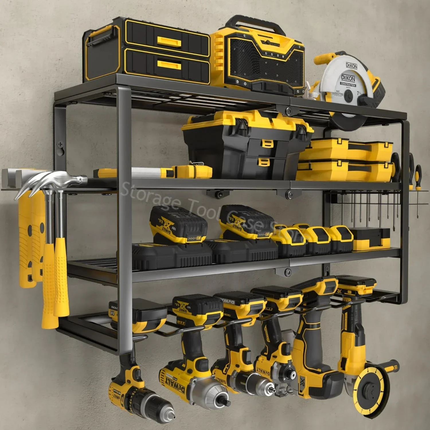 Tool Chest Tool Organizer 3 Tier Wall Mounted Wrench Organizer Drill Rack Heavy Duty Tool Rack for Workshop Garage