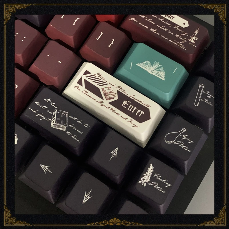 Imagem -04 - Mysterious Spell Tema Keycaps Grupo Acessórios Teclado Mecânico Pbt Sublimação Perfil Cereja