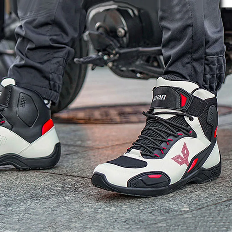 

DUHAN Men Motorcycle Boots Breathable Thickened Protection Shoes Biker supplies Motocross Boot Anti Slip Sole Anticollision