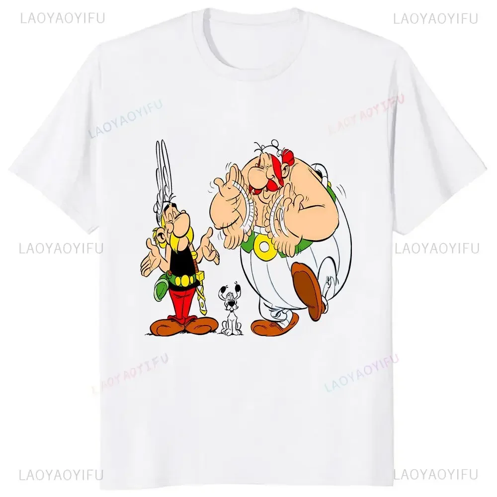 Funny Asterix with Obelix French Anime Print T-shirt Trend Harajuku Short Sleeve Neutral Shirt Pattern Large T-shirt