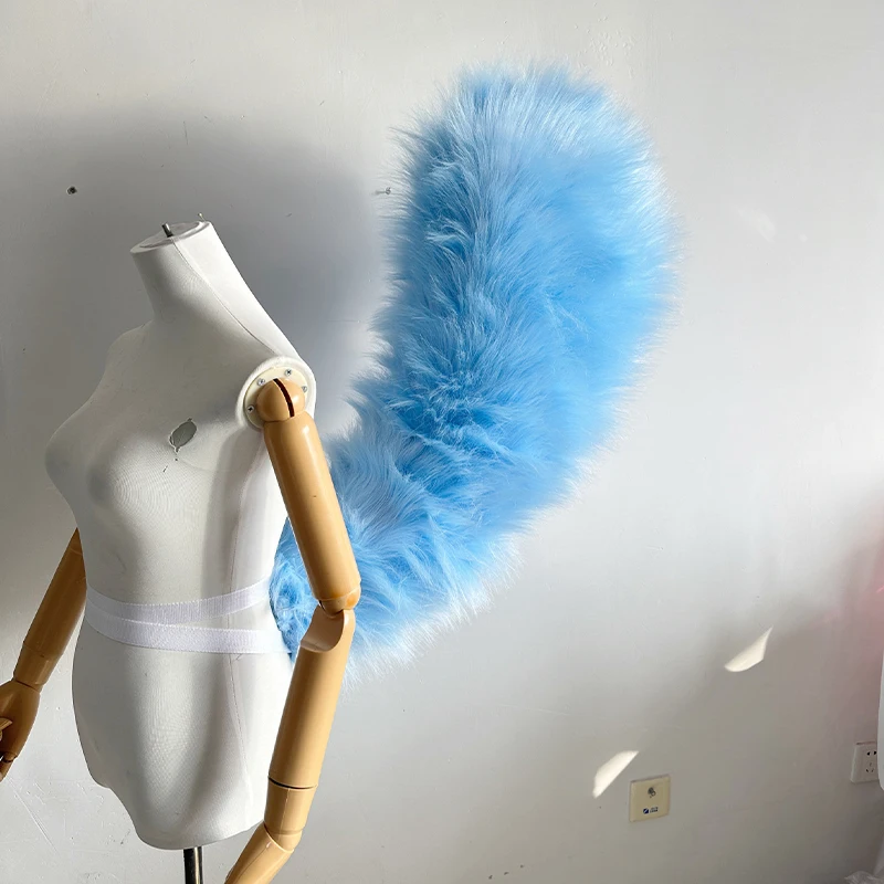 Chiikawa Momonga Cosplay Schwanz Blau Flauschiger Kunstfell Flugregenwalzen-Schwanz Anime Kostüm Zubehör Halloween Party Requisite Geschenk
