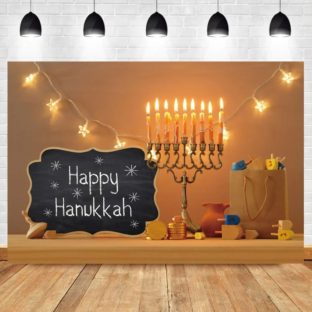 Jewish New Year Happy Hanukkah Background Judaism Jesus Chanukah Festivals Party Honey Bible Candle Photography Backdrop Props