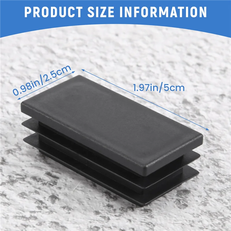 G6-Plástico Retângulo Canking End Tube Caps Inserções 25X50mm 30Pcs Preto