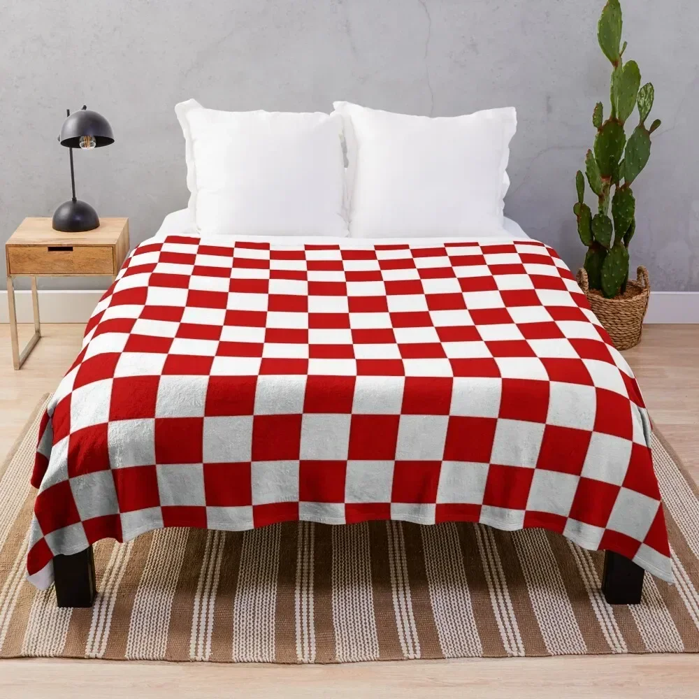 

Cherry Red And White Checkerboard Pattern Throw Blanket Heavy Soft Big Blankets