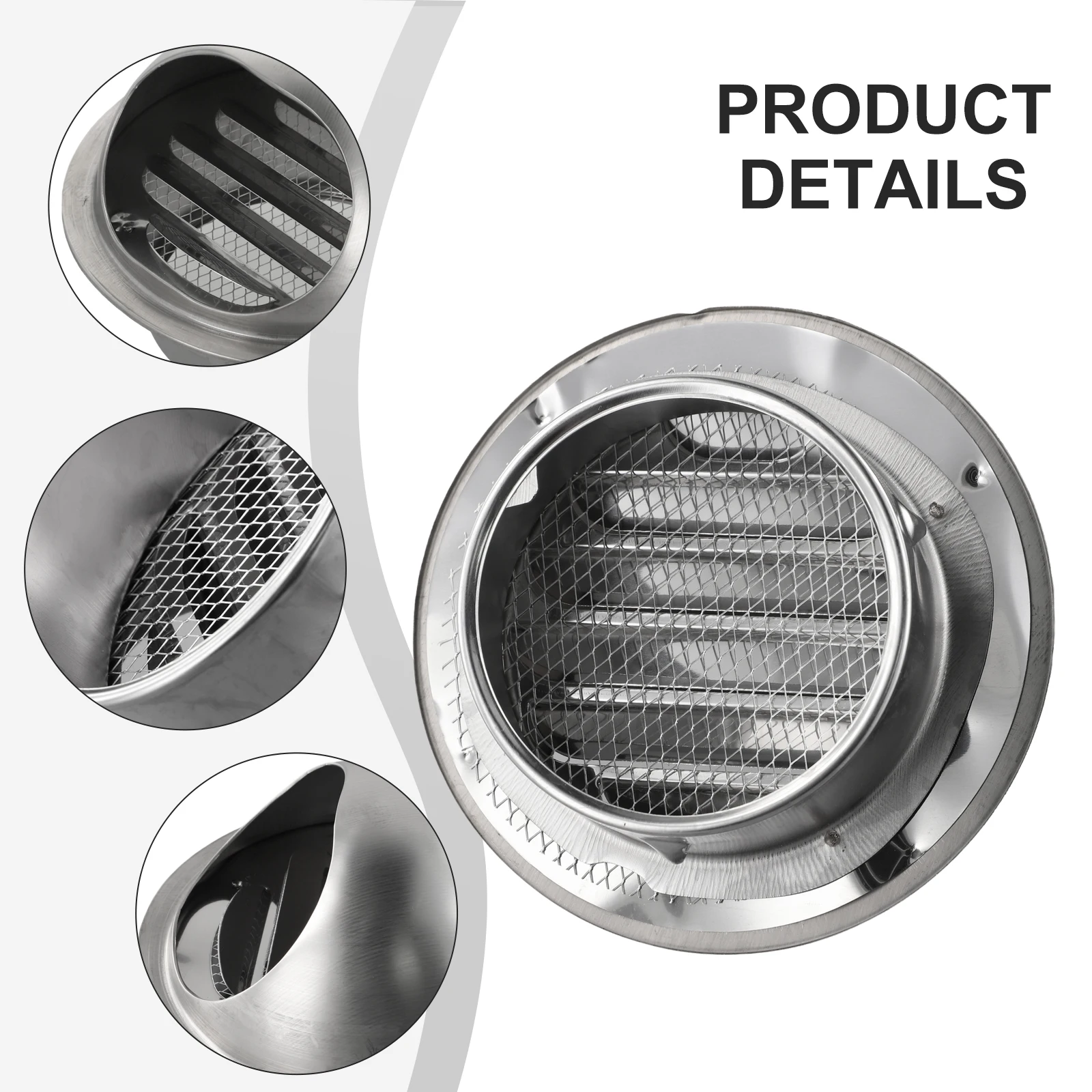 

Stainless Steel Round Bull Nosed External Extractor Wall Vent Outlet Ceiling Air Vent Grille Ducting Cover Outlet Heating Coolin