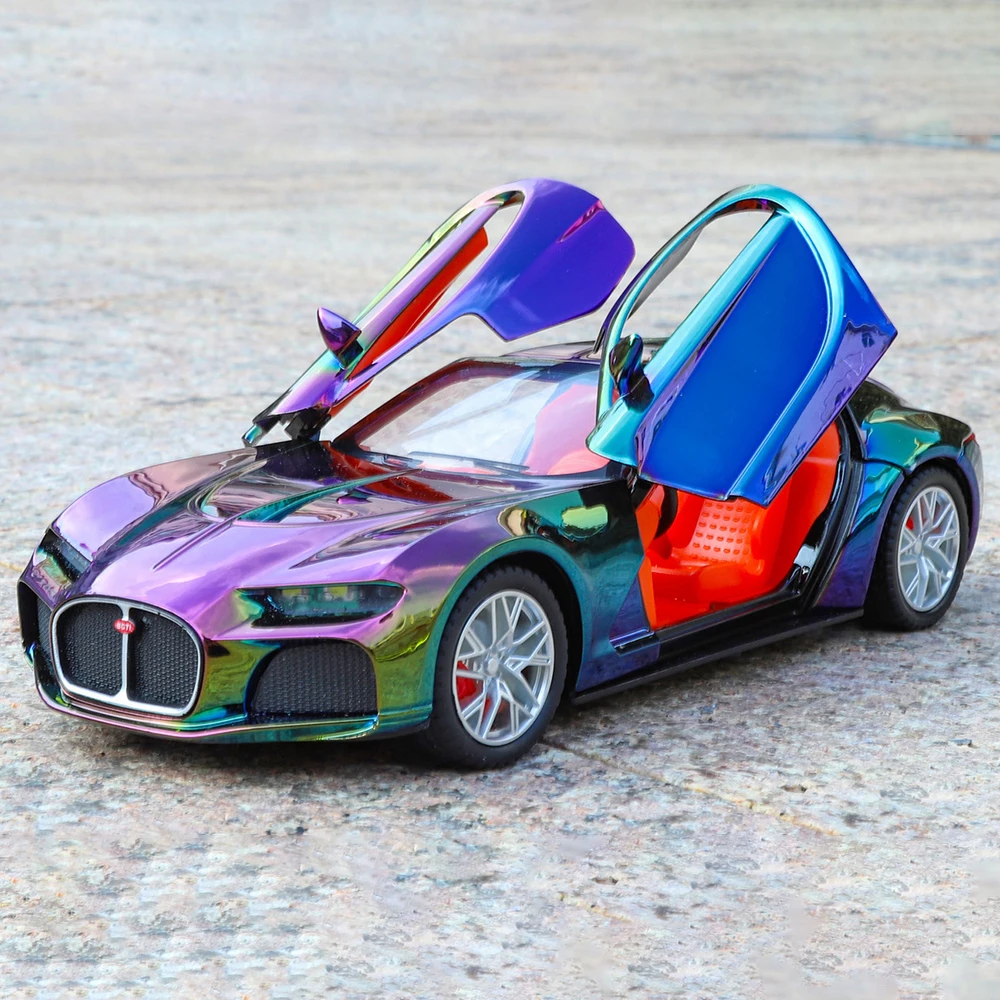 

1:24 Scale Atlantic Sports Car Model Toy Metal Diecast Music Light Simulation Vehicles Pull Back Models Toys Collection Gifts