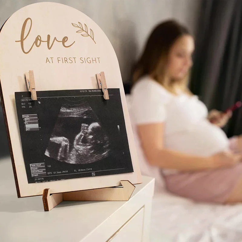 1 Set Expectant Mothers To Announce Pregnancy Or Baby Birth Ornament Wooden Ultrasonic Photo Frame