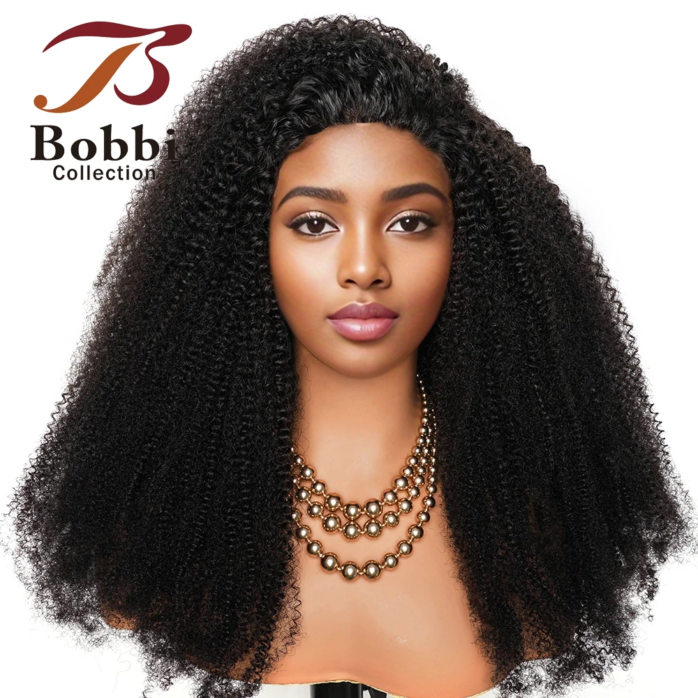 

300% Density 4x4 Lace Front Wig Kinky Curly 100% Human Hair Wigs For Women Pre-Plucked Transparent Lace Thick Natural Hair Bobbi