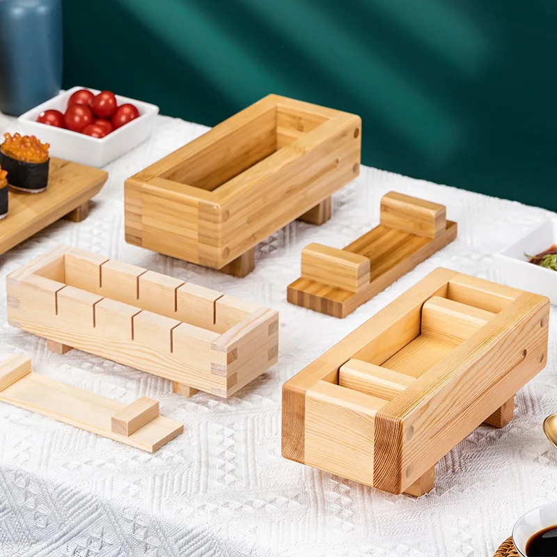 HYS Melaleuca Sushi Mould Cooking Flat Press Wooden Appliance Roller Blinds Melaleuca Sushi Tools Bamboo Press Rice Mould