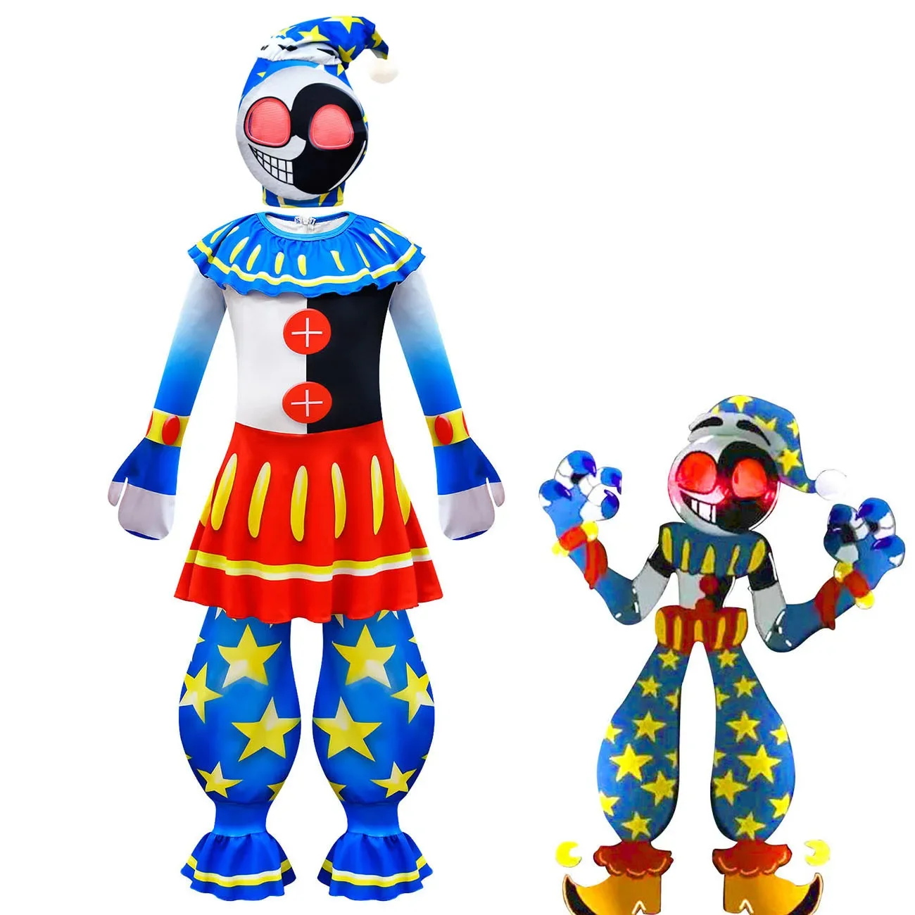 Moondrop FNAF Sun Clown Cosplay Children Costume Halloween Costumes For kids Moondrop Sunrise FNAFCarnival Cosplay Jumpsuits boy