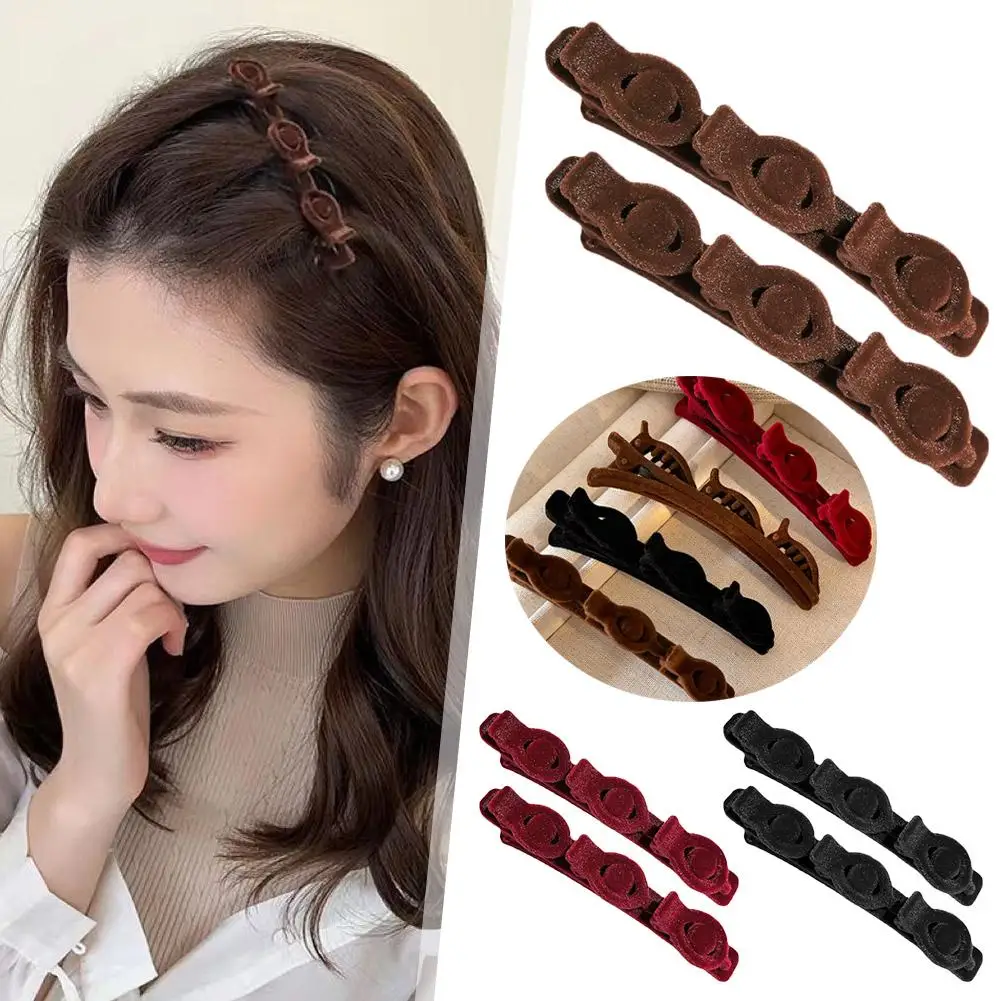 1PC NEW Flocked Bangs Hair Clip Black Headwear Women Braided Hairgrip Barrettes Fashion Cute Hair Hairpins Accessories Alic T3S7