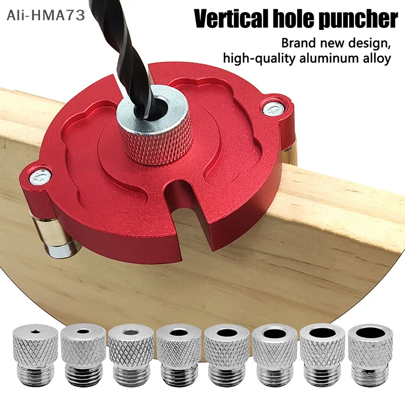 

Woodworking Self-Centering Dowel Jig Kit W/ 3-10mm Steel Bushing - Aluminum Vertical Hole Jig Wood Splicing Drill Guide Locator