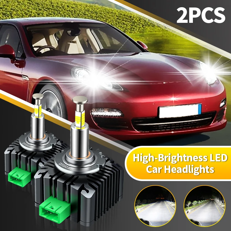 

2PCS D1S D3S LED Headlights HID D2S D4S 70W Auto lamps High Low Beams D2R D4R CANBUS Led Two-sided CSP Chip 6000K Plug and Play