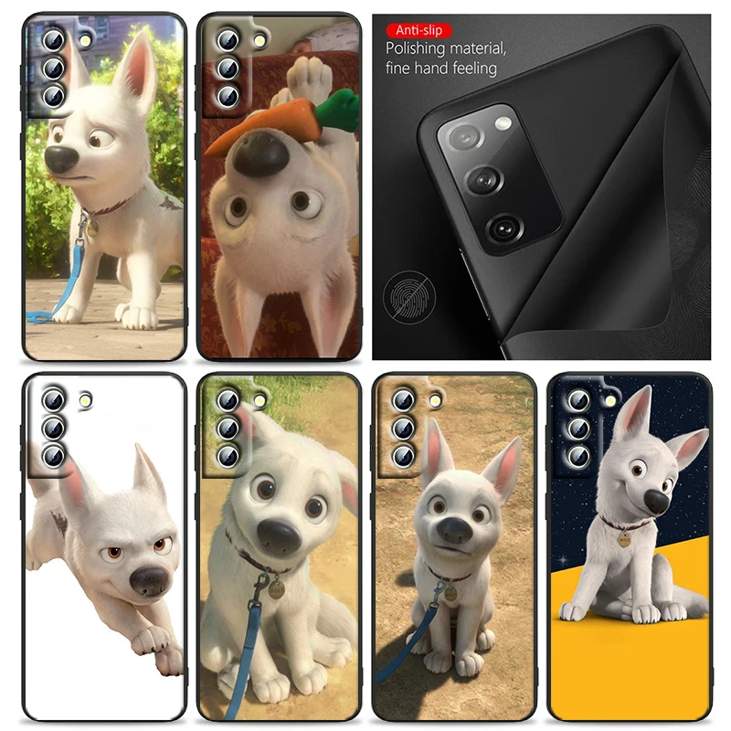 Disney Bolt Cute Phone Case For Samsung S24 S23 S22 S21 S20 FE S10 S10e Ultra Plus Lite Black Soft Cover