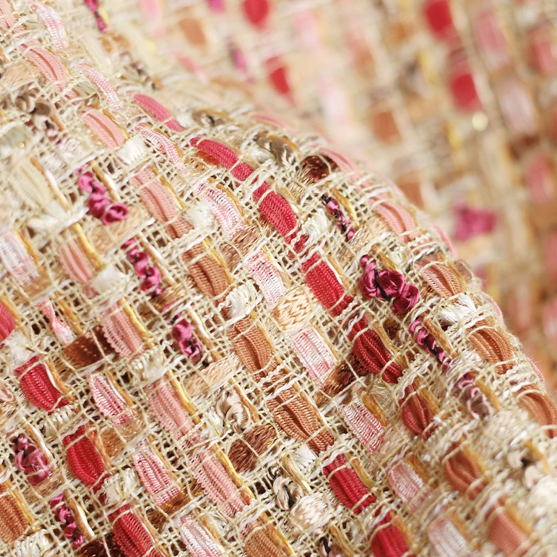 

Red raspberry 440g Gold powder woven ribbon weaving 38% polyester 11% cotton 25% nylon 4% wool 9% acrylic 13% viscose fabrics cl