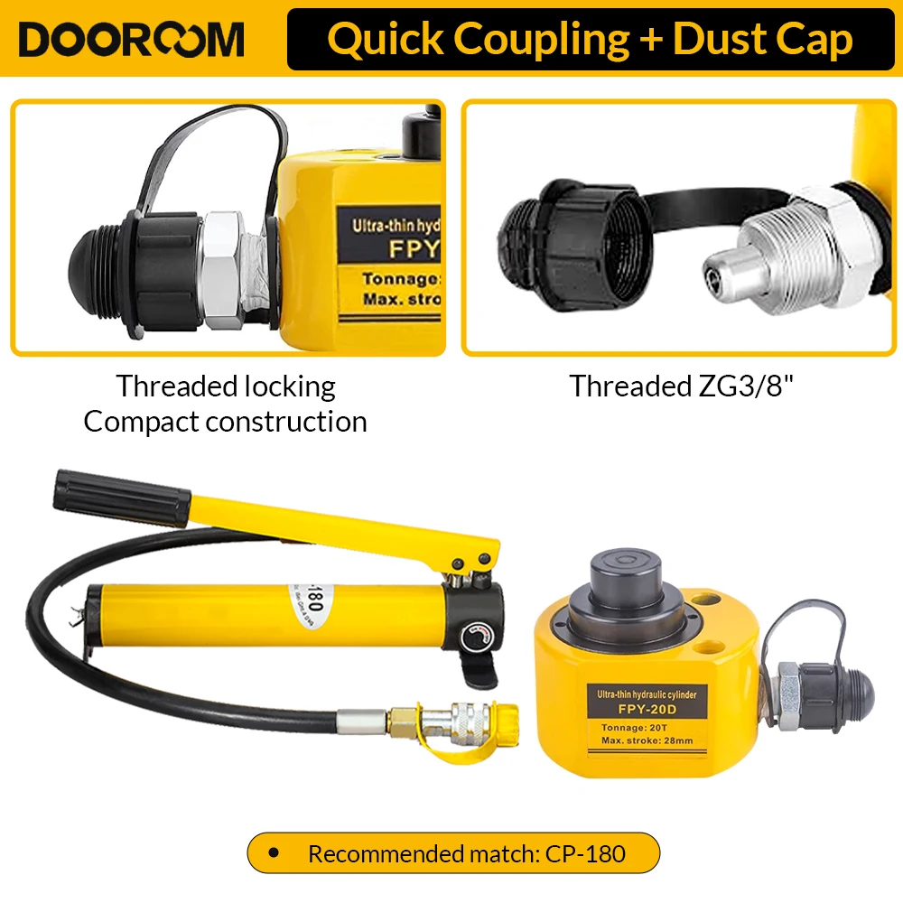 DOOROOM 10 20 100T Ultra thin multi section hydraulic jack Super Thin Type hydraulic cylinder DFPY Used with Hydraulic Pumps