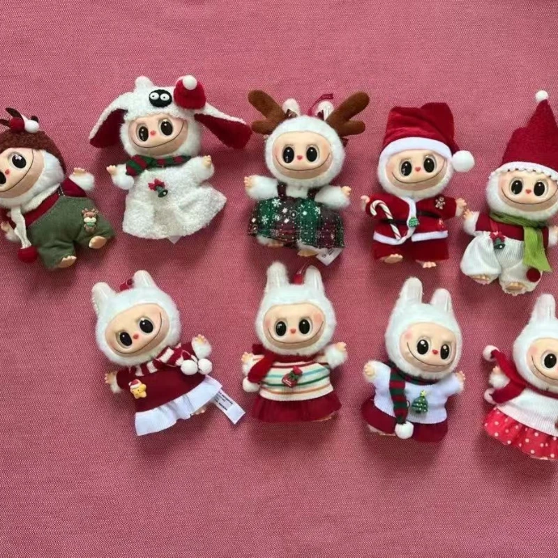 

Кукольная одежда для 15-17 см, одежда Labubu, веселая рождественская шапка, шарф, комплект с изображением лося и снеговика, мини-плюшевый аксессуар для куклы, новогоднее платье, подарок