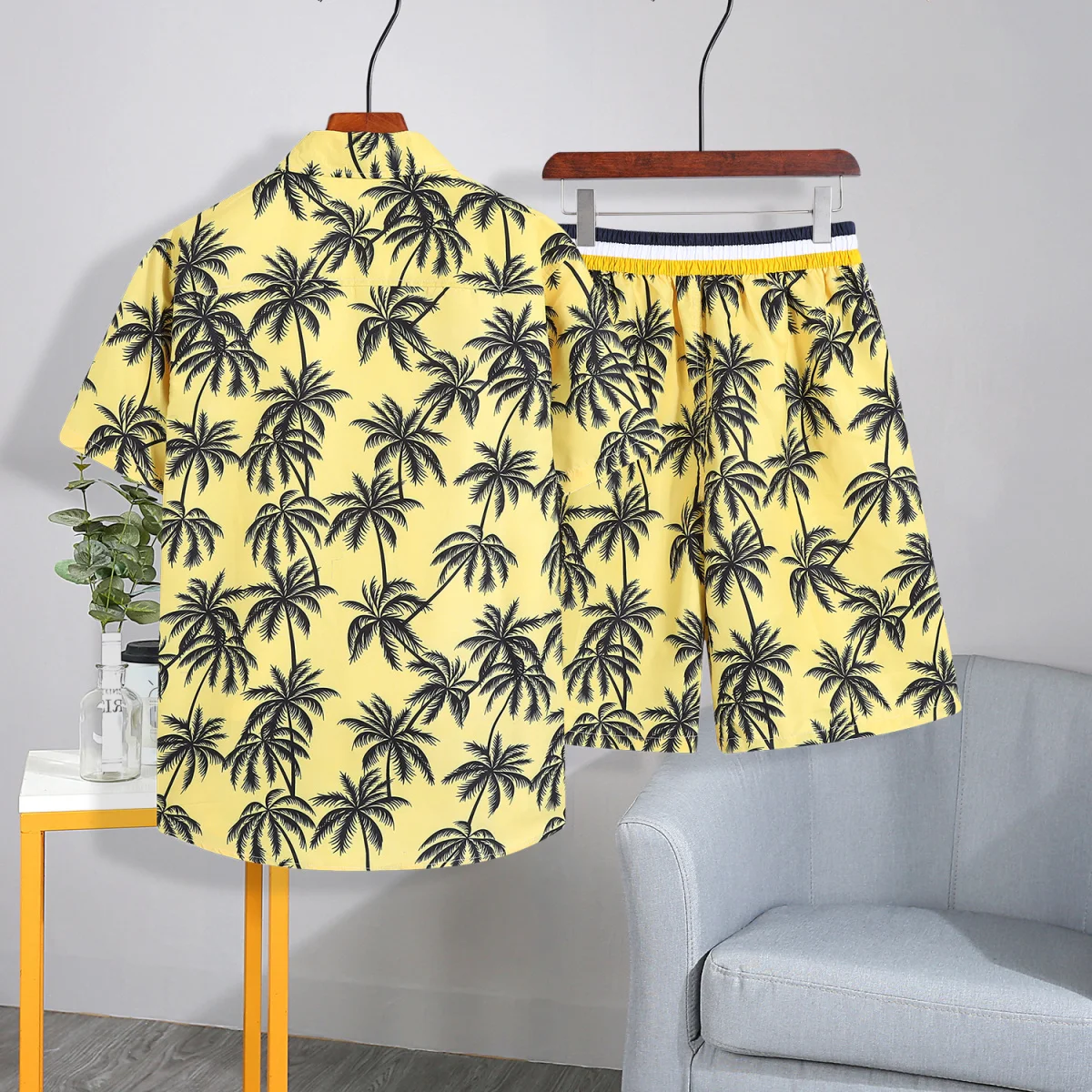 

2026 Summer Quick Dry Men's 2 Piece Set Floral Print Short Sleeve Shirt and Shorts Casual Vacation Beachwear Trendy