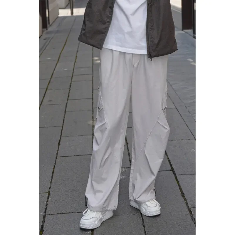 Pop Summer Casual Pants Men Fashion Black Straight Pants Men Streetwear Hip-hop Loose Cargo Pants Mens Joggers Trousers M-3XL