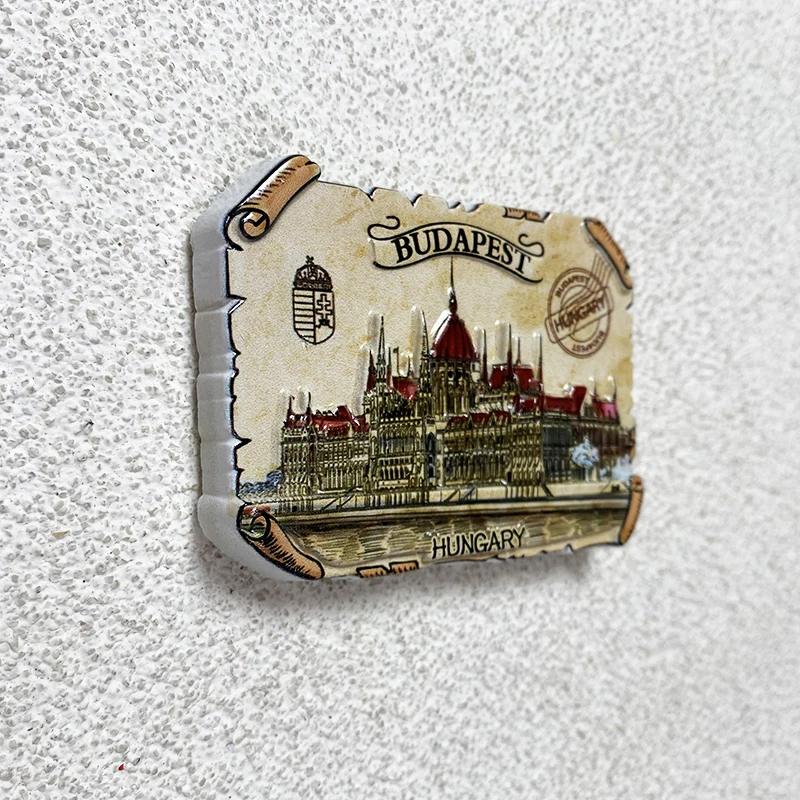 الهدايا السياحية المجرية مجموعة عناصر الديكور المنزلي أدوات بناء برلمان بودابست ثلاثية الأبعاد مغناطيس الثلاجة المغناطيسي