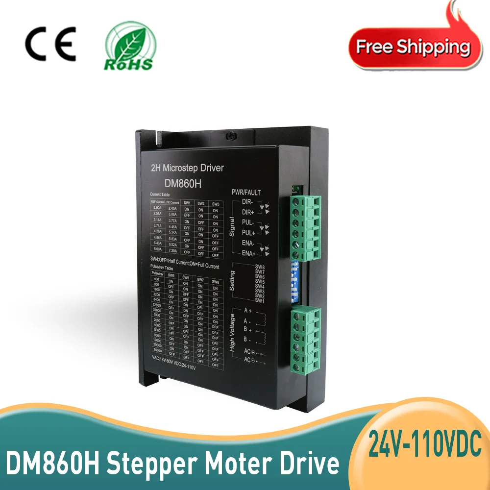 1pcs hot  Stepper Motor Driver Subdivision replace leadshine DM860H 2phase 18-80VAC 7.2A for NEMA23 NEMA34 motor for CNC