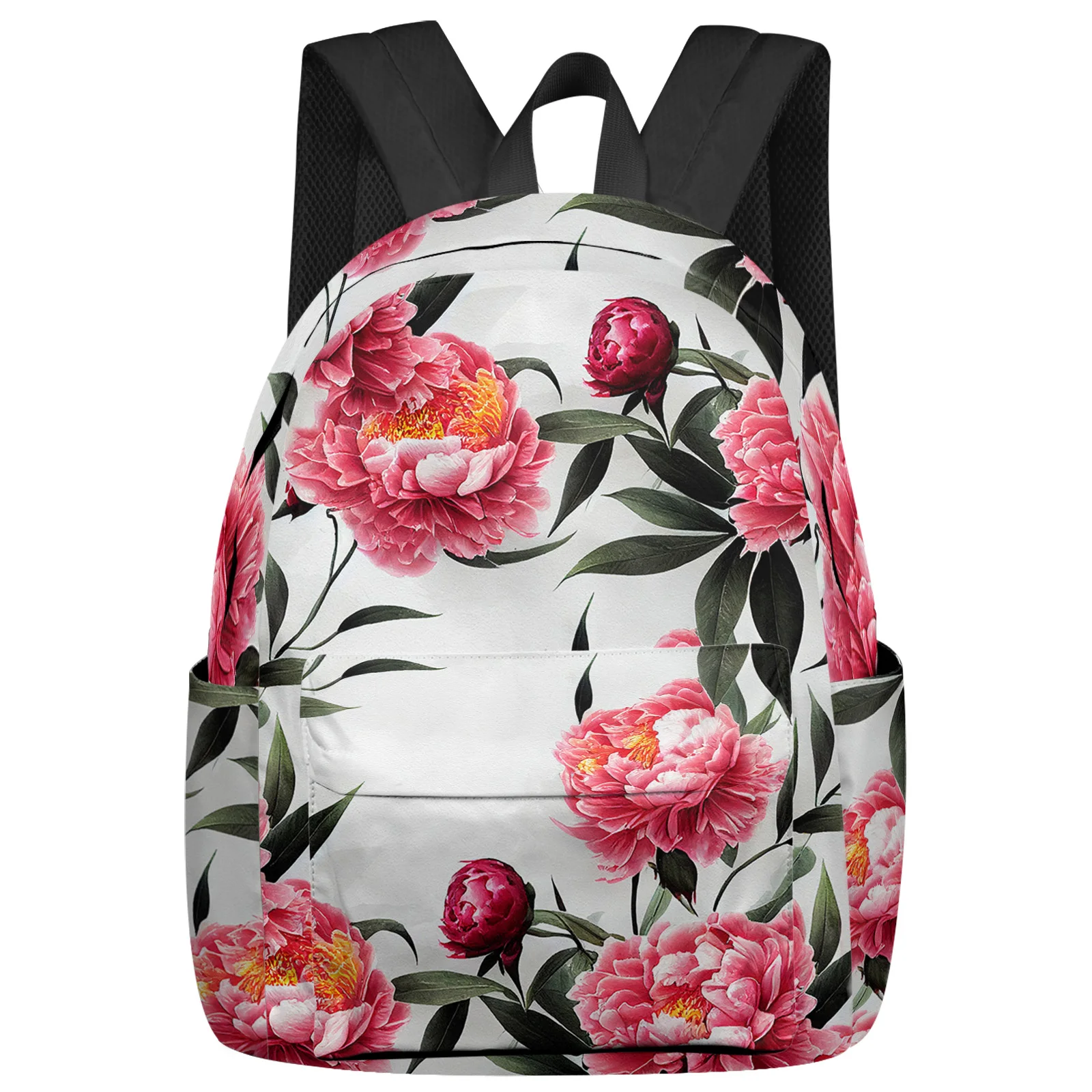 

Peony Flower Ink Painting Feminina Backpacks Teenagers Student School Bags Laptop Backpack Men Women Female Travel Mochila