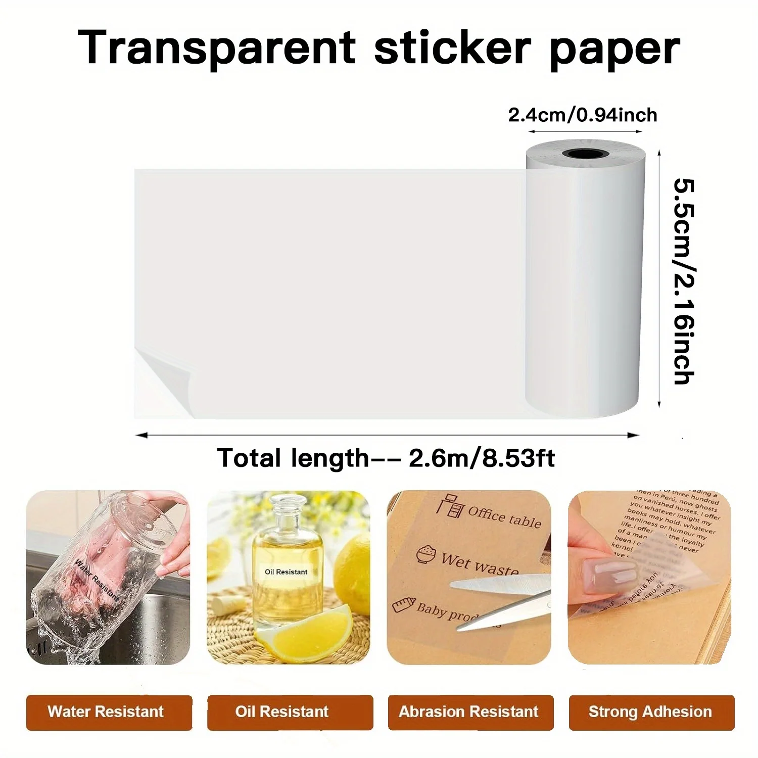 3/6/9 Rolls Clear Christmas Thermal Stickers HD Self-Adhesive Labels for Mini Portable Printer Holiday/Winter Design Clear Paper
