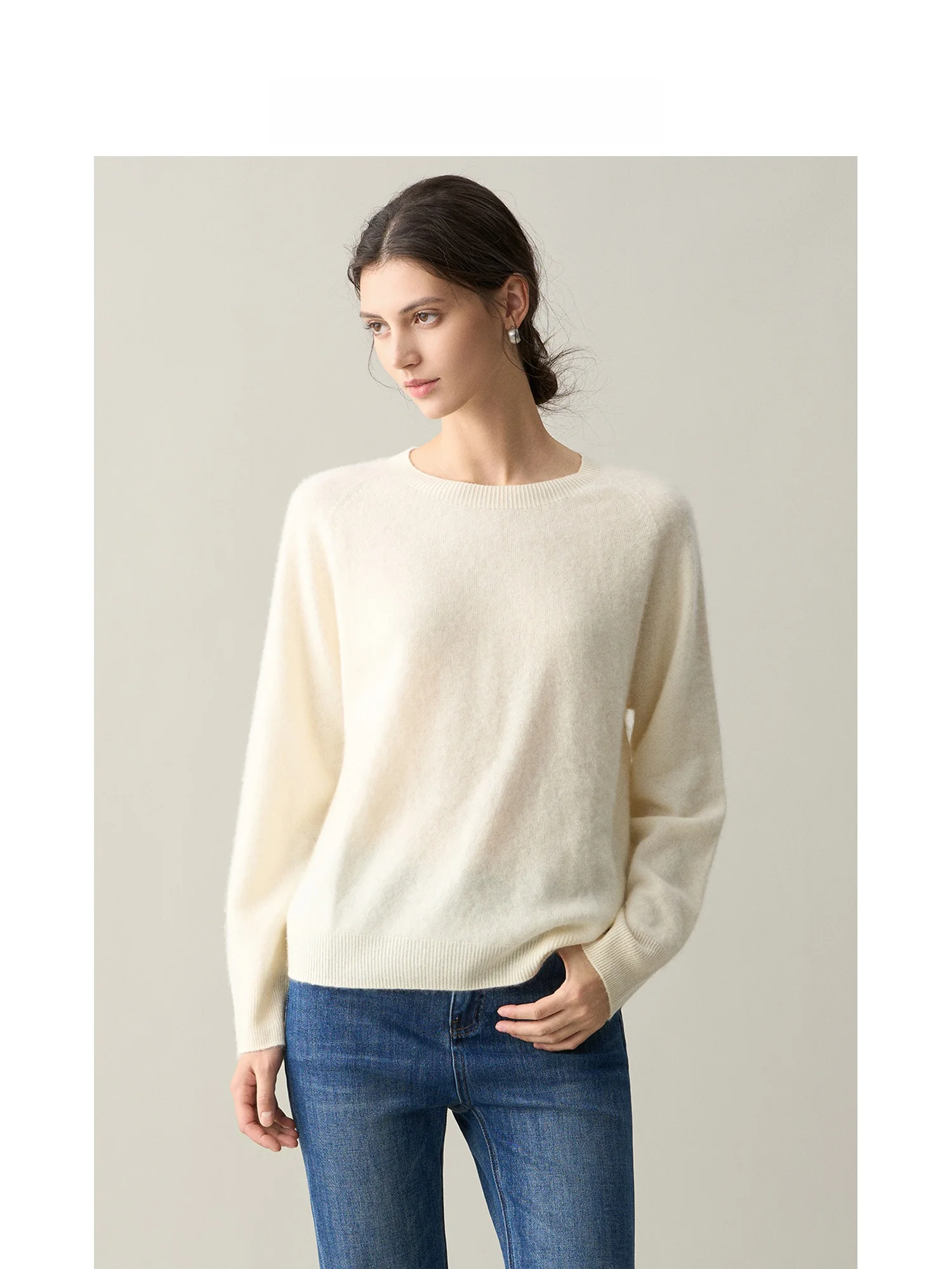 

Ruiqia Jie up Camere Knitted Sweater Women's round Ne Base Layer irt Autumn Winter Long Sve Woolen Fce Pullover