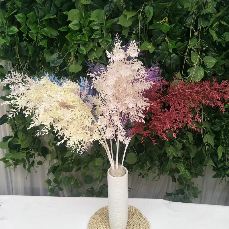 100CM 6-pronged Artificial Rime Grass Mist Flower DIY Bouquet Accessories for Wedding Phoenix Tail Grass Decoration with Flowers