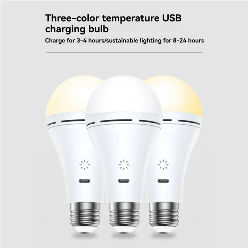 ABMO-bombilla LED recargable por USB, atenuación táctil inteligente, interruptor de sincronización remota de temperatura de 3 colores para exteriores y hogar, 1 unidad