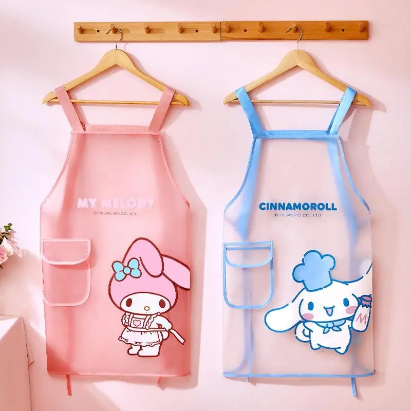 

Sanrio My Melody cute Cinnamoroll Hello Kitty sweet creative cartoon pattern kitchen waterproof and oil-proof transparent apron