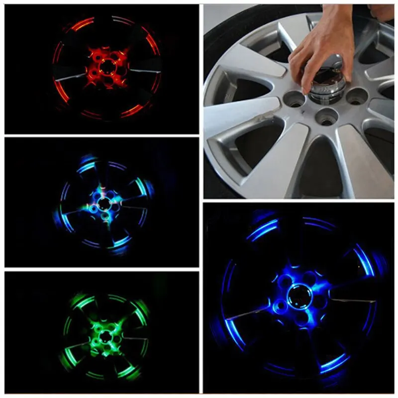 1pcs Car Solar Hub Light LED Colorful Wheel Light Tire Light Car Decorative Light Tyre Valve Cap Lamp