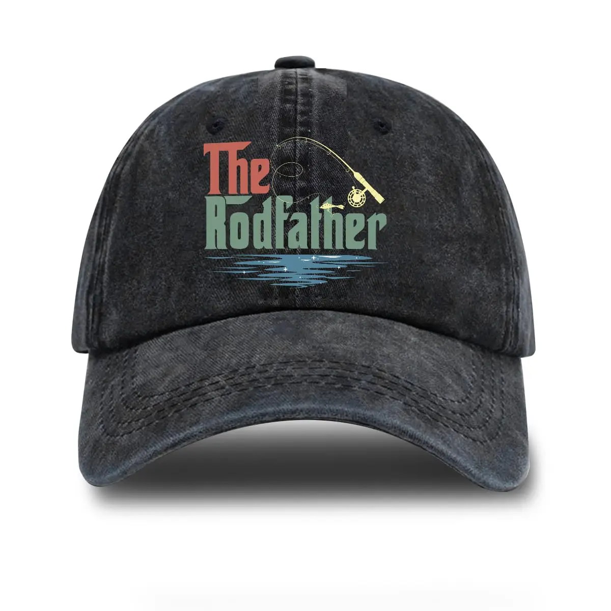 The Rodfather Adjustable Vintage Washed Cotton Baseball Cap Funny Retro Hat Fishing Lover Birthday Gift For Fisherman