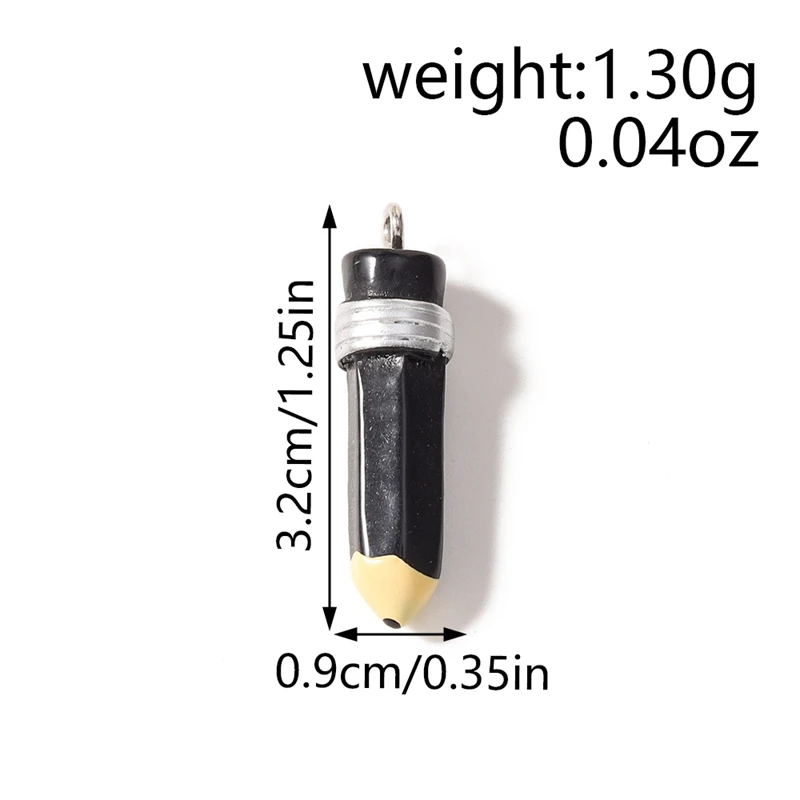 10 Stück 9 x 32 mm niedliche, gemischte Bonbonfarben-Simulations-Bleistiftkopf-Anhänger für DIY-Dekoration, Ohrringe, Halskette, Modeschmuck, Accessoires – Detail 1