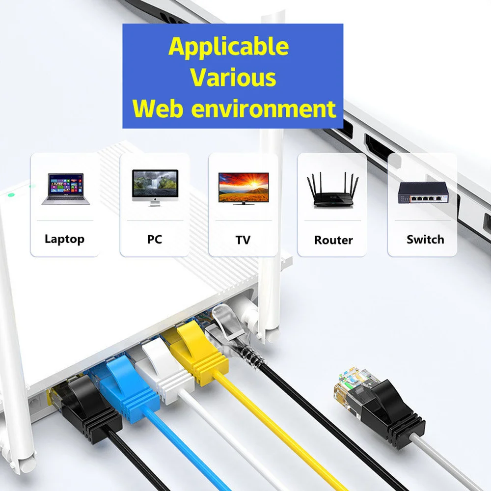 Câble Ethernet Cat6 Lan 10Gbps, 4 paires torsadées, cordon de raccordement pour Internet UTP RJ45