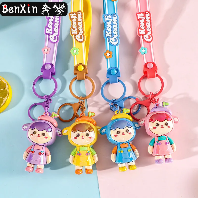 miniso チェリーガールキーホルダーペンダント、絶妙なカップルバッグ、キーチェーンペンダント、高級屋台