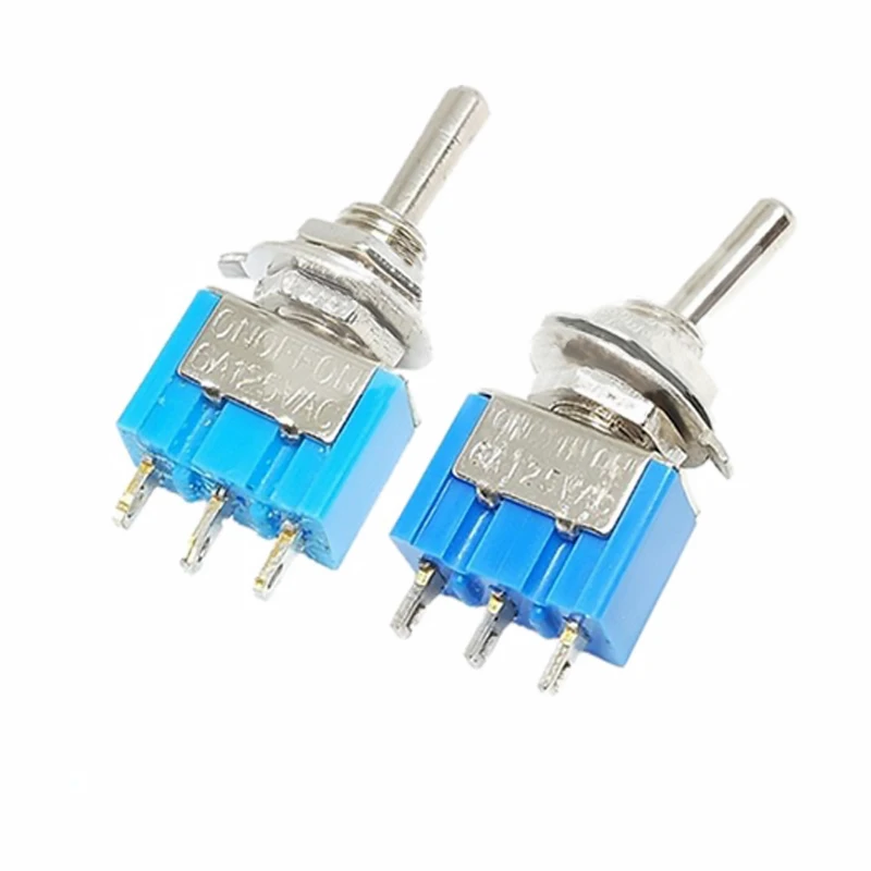 2pcs DIY Toggle Switch ON-OFF-ON / ON-OFF 3Pin 3 Position Latching MTS-103 MTS-102 AC 125V/6A 250V/3A Power Button Switch Car