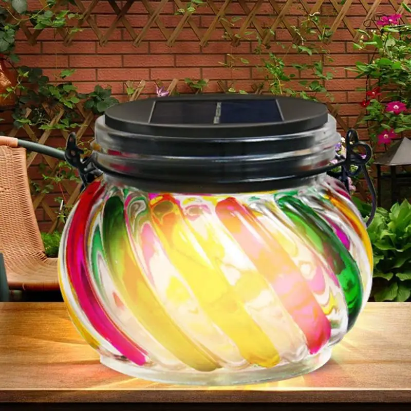 

Solar Lights Waterproof Hanging solar Jar Light Rainbow Jar Warm Night Light Solar Powered Globe Lighting For Outdoor decor