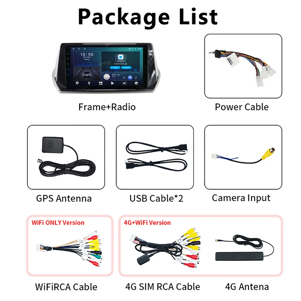Android Car Radio GPS Navigation Player Touch Screen Stereo Multimedia Audio System for Peugeot 2008 2019-2021 with Carplay