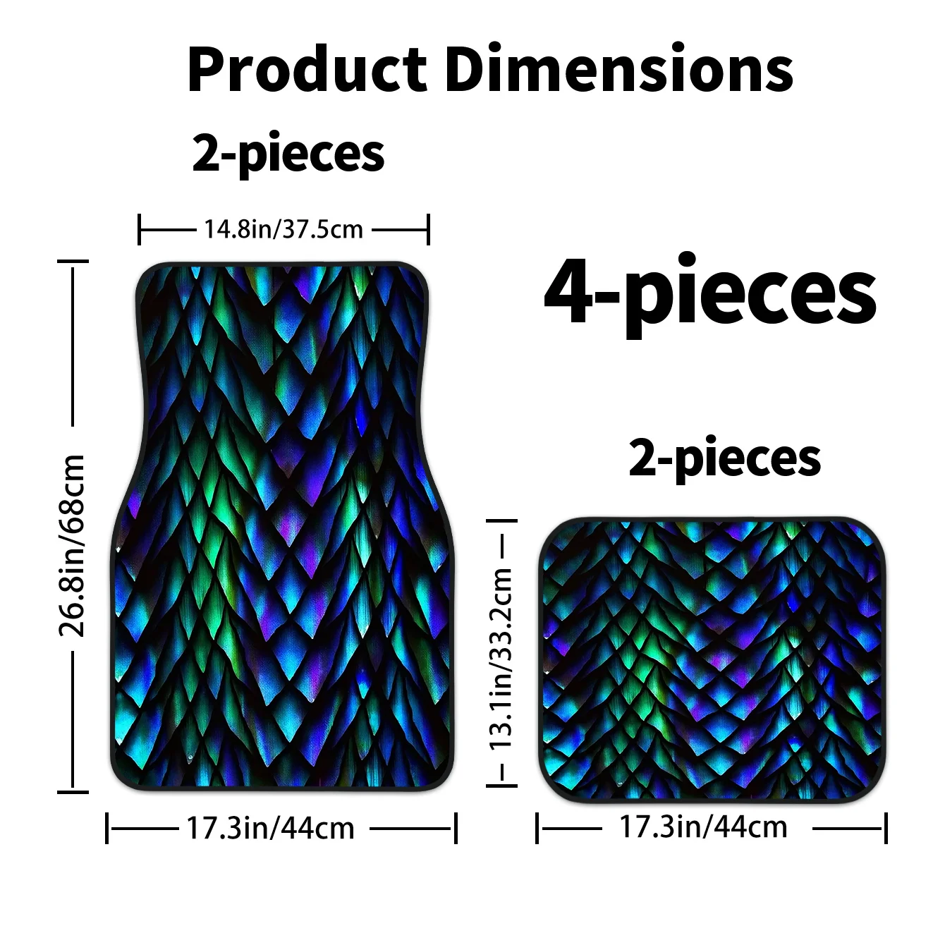 4pcs Colorful Scale Pattern High-End Interior Additions Floor Mats | Easy To Clean, Suitable For Front And Rear Seats, All-Seaso