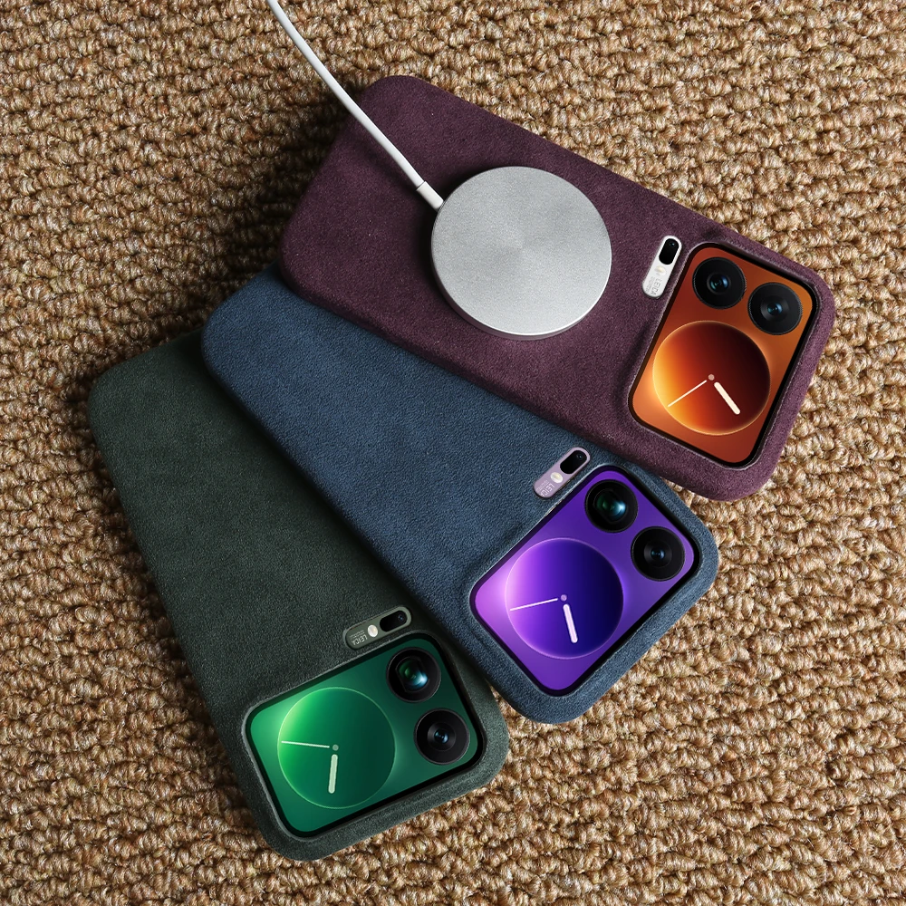 

Luxury For Magsafe ALCANTARA Case for Xiaomi 17 Pro Max 15 15S 14 Ultra 14T 13 13T 12 12T Pro Business Fur Leather Phone Cover